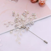 Sparkling Pearl Crystal Brooch Duo